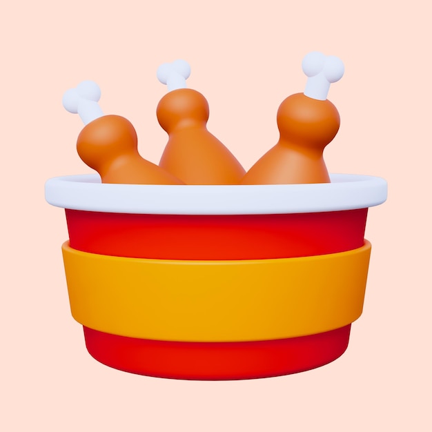 Entrega de pollo frito Ordenar icono en 3D