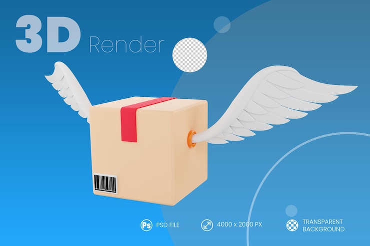 PSD entrega rápida 3d render fondo aislado