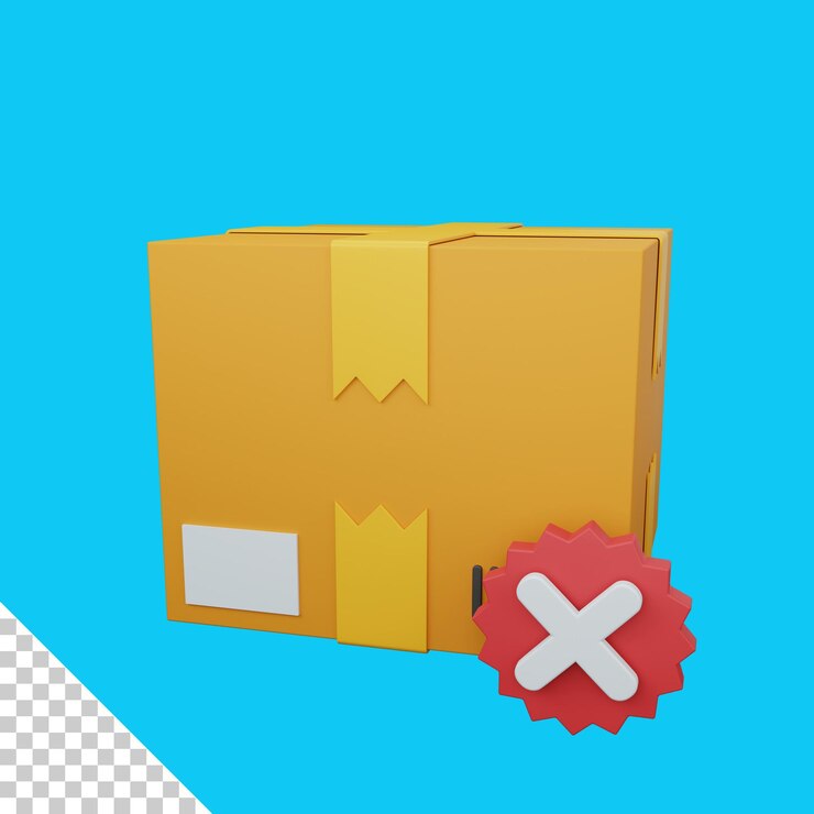 PSD entrega de representación 3d cancelada aislada útil para comercio electrónico o ilustración de diseño de negocios en línea