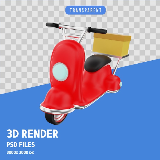Entrega de scooter Representación 3d Premium aislado