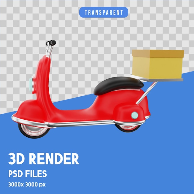 PSD entrega de scooter representación 3d premium aislado