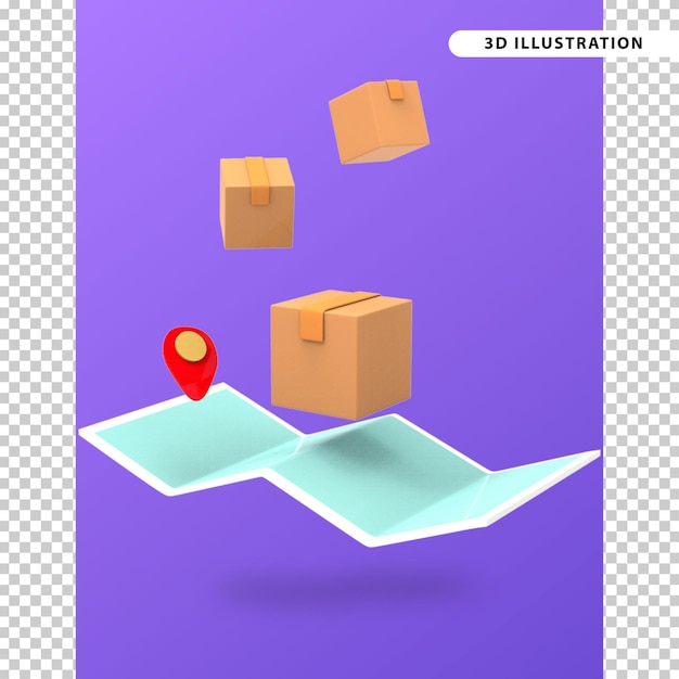 PSD entrega de servicio de entrega de mapa de pin 3d