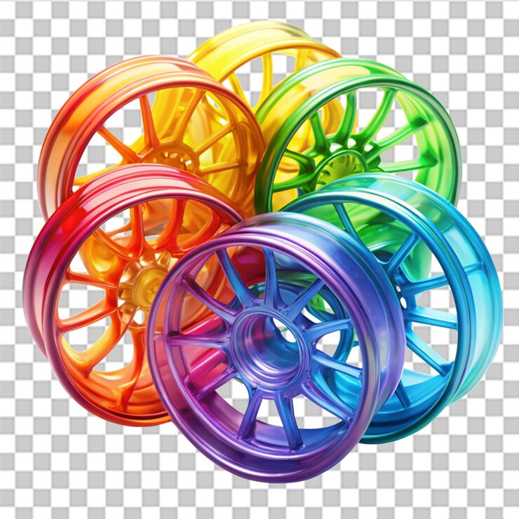 PSD un entrelazamiento colorido de borde de plástico translúcido aislado sobre un fondo transparente