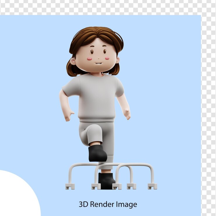 PSD entrenamiento de agilidad de entrenamiento de mujer de renderizado 3d
