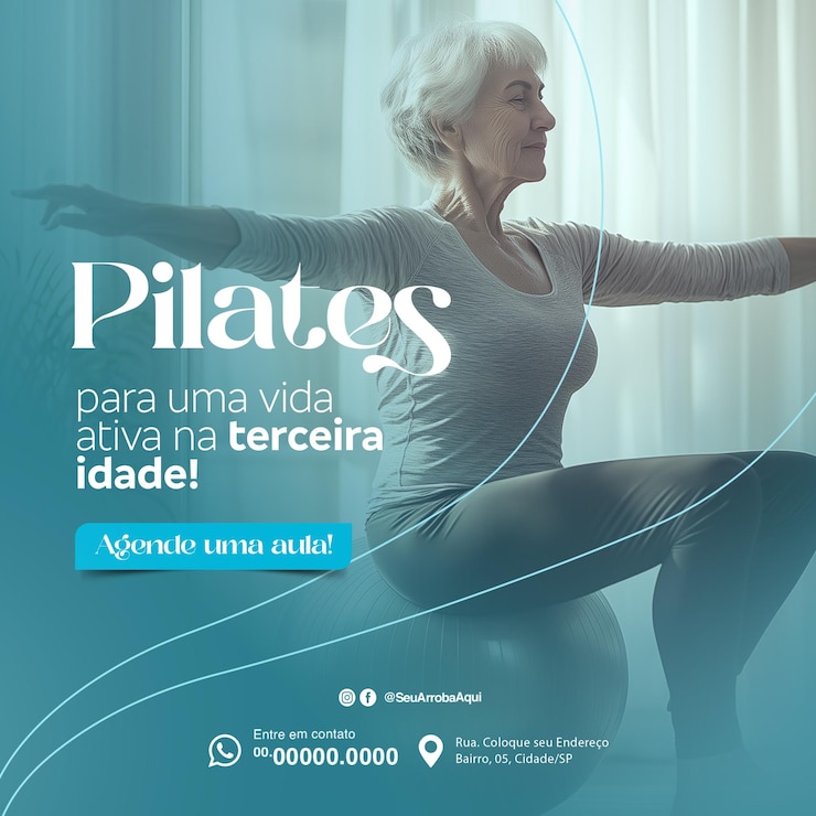 PSD entrenamiento de pilates plantilla de publicación de redes sociales en brasileño portugués