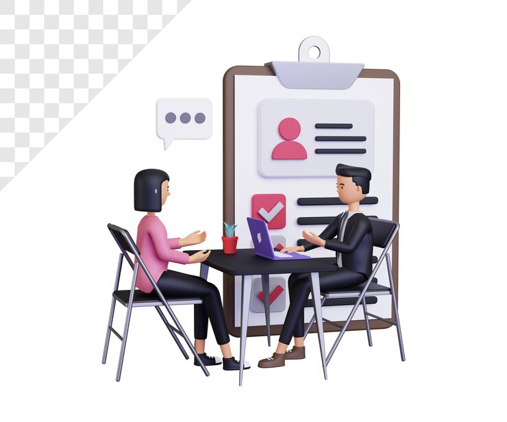 PSD entrevista 3d do novo funcionário com a identidade dos candidatos
