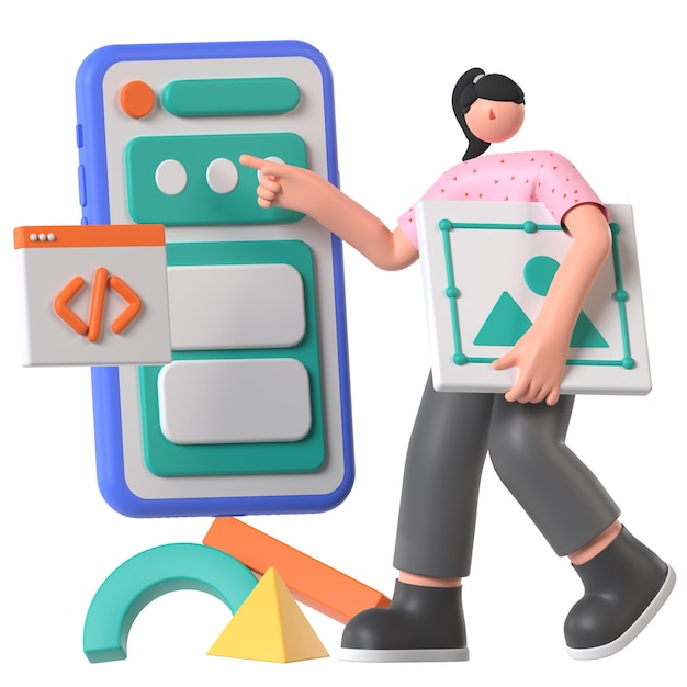 Entwicklung eines Prototyps für eine mobile App Benutzeroberfläche Aufgabenverwaltung 3D-Illustration