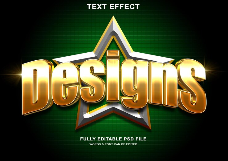 PSD entwirft 3d-effekt im goldenen textstil