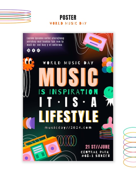 Entwurf der Vorlage für den Weltmusiktag
