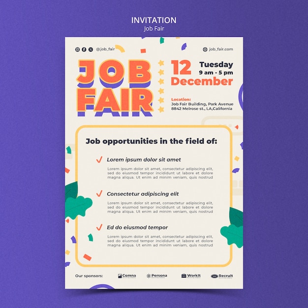 Entwurf der Vorlage für die Jobmesse