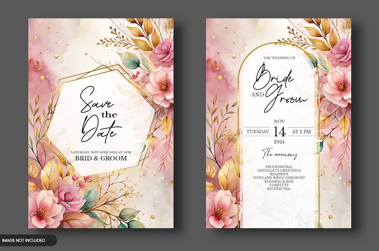 PSD entwurf einer blumen-hochzeitseinladungskarte