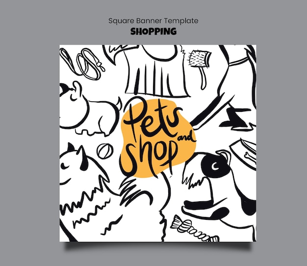 Entwurf einer Vorlage für ein Pet-Shopping-Square-Banner
