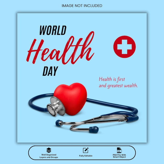 Entwurf einer Vorlage für soziale Medien zum Weltgesundheitstag