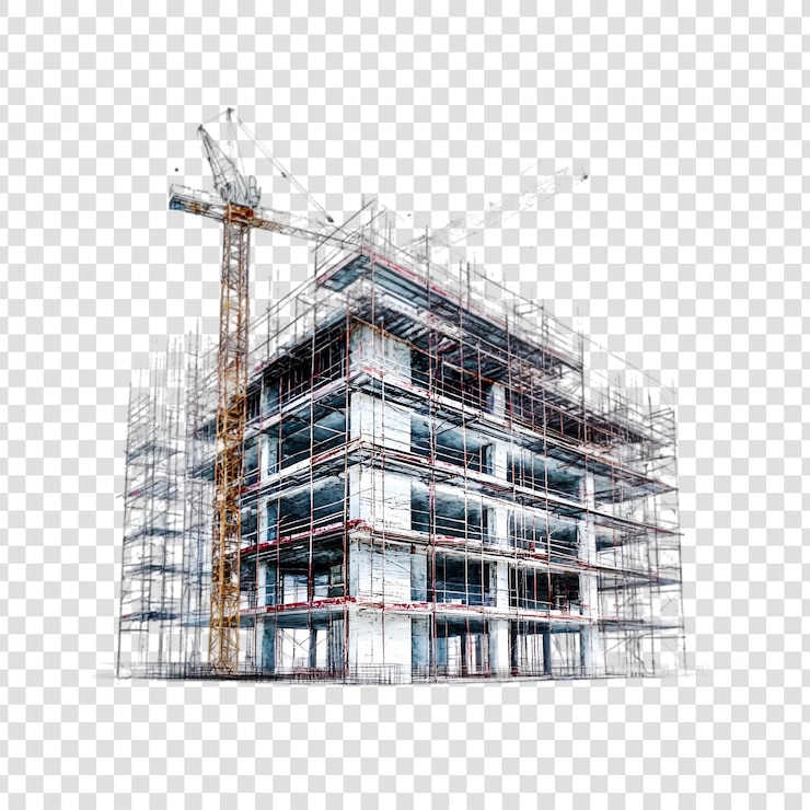 PSD entwurfsplan für ein bauwerk, gebäude im bau