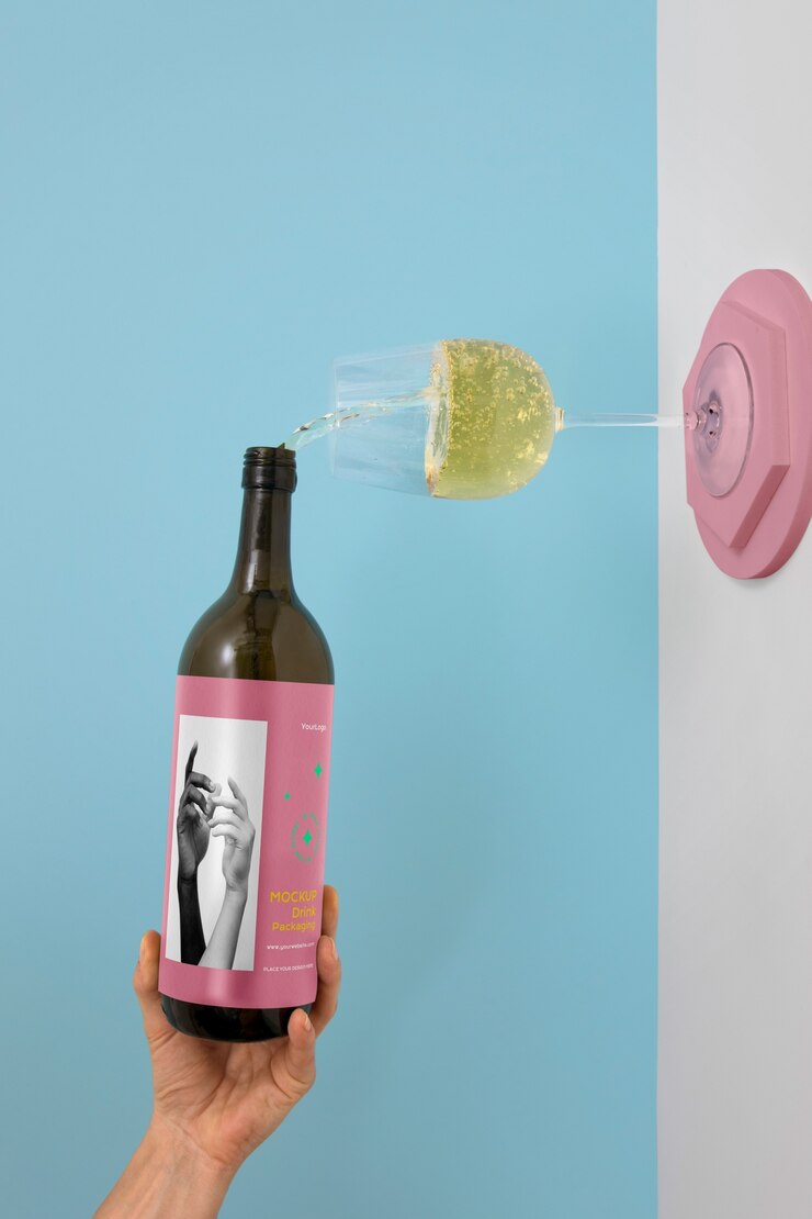 PSD envasado de bebidas en maqueta de estudio