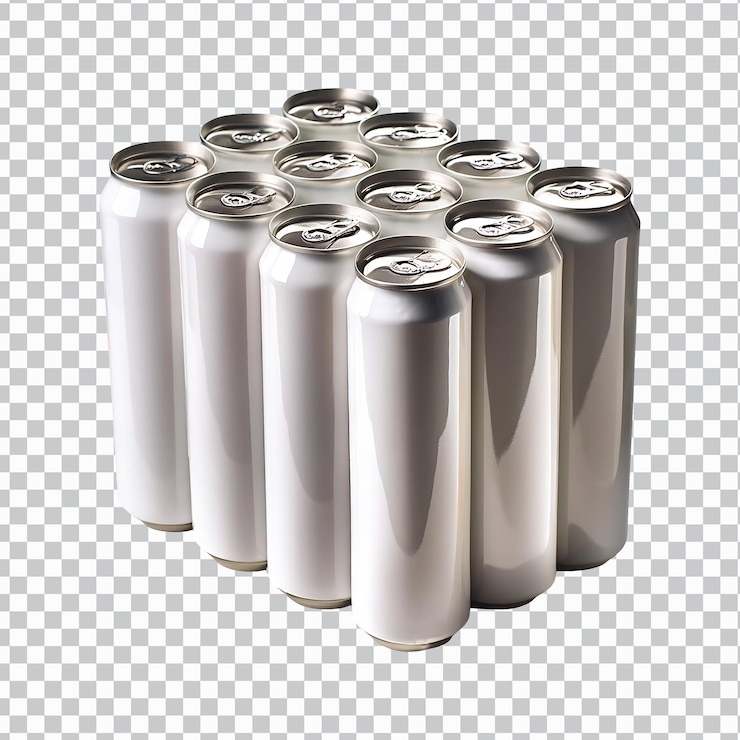PSD envase con 24 latas de soda blanca aisladas sobre un fondo transparente