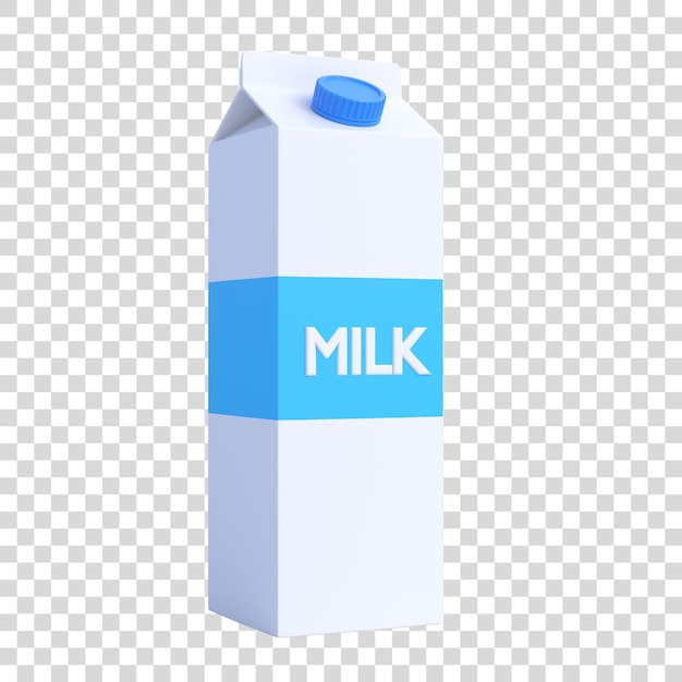 PSD envase de cartón de leche sobre fondo blanco concepto de productos lácteos plantilla de maqueta presentación 3d