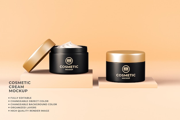 Envase cosmético crema mockup 3d render color cambiable