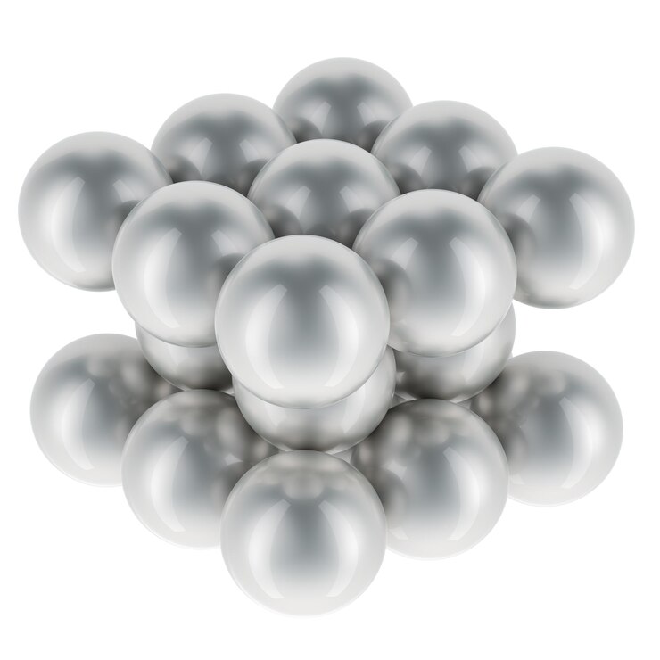 PSD envases de átomos, estructura de celosías cristalinas, renderización 3d de la fcc aisladas sobre un fondo transparente.
