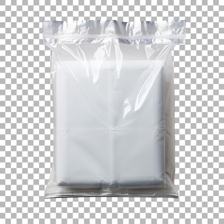 PSD envases de bolsas de plástico sobre un fondo transparente