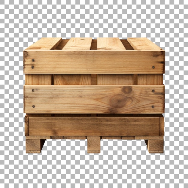 PSD envases de caja de madera sobre un fondo transparente