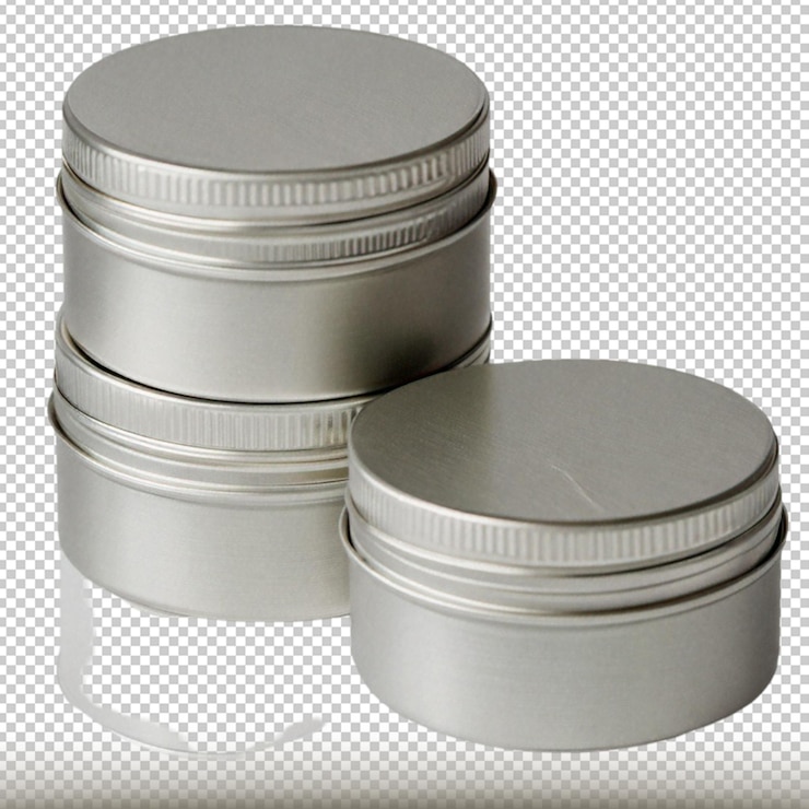 PSD envases de latas para productos cosméticos aislados sobre un fondo transparente