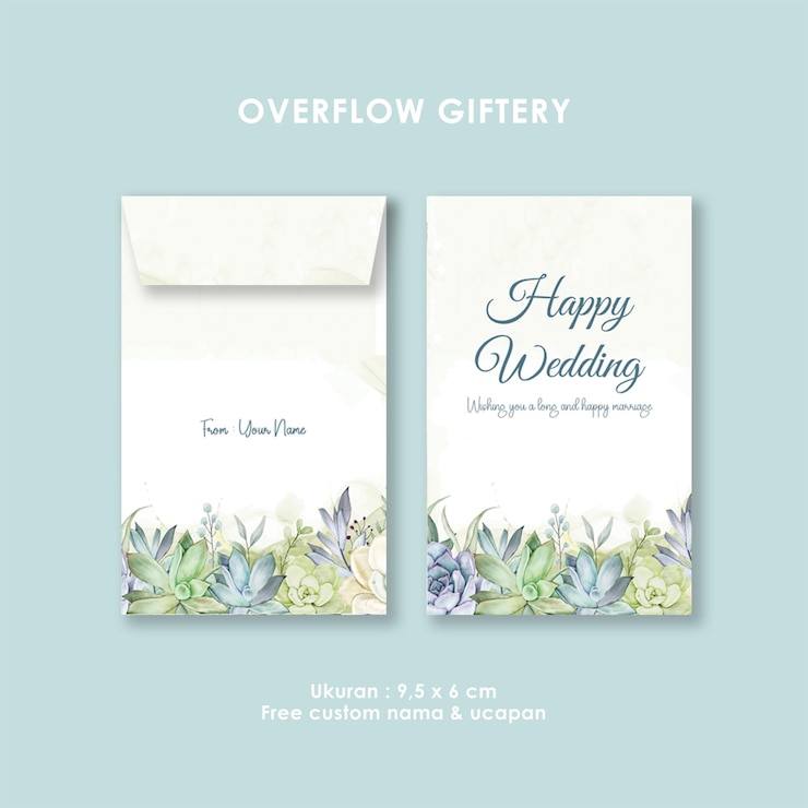 PSD envelo de boda con acuarelas y suculentas