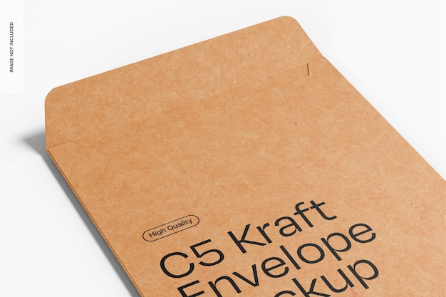 Envelope Kraft C5 com maquete de janela em close-up