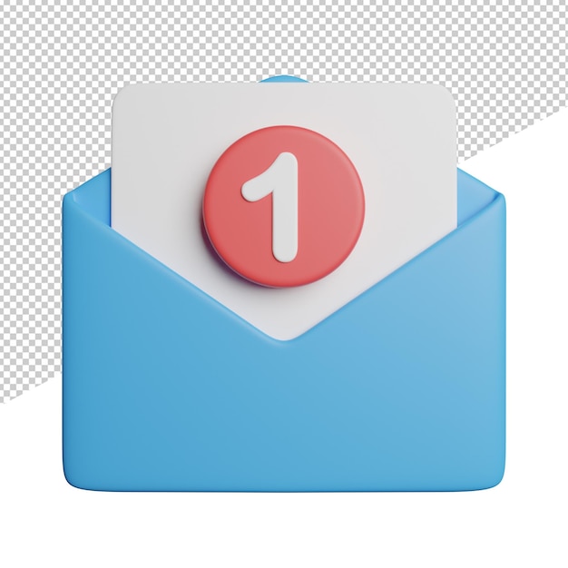 Envelope Message Inbox Um envelope azul com um círculo vermelho com o número 1 nele