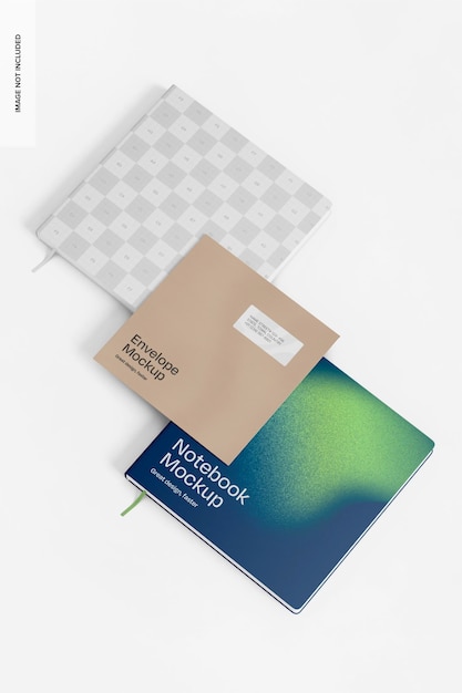 Envelope quadrado com modelo de caderno