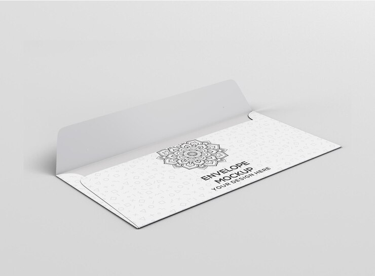 PSD envelope vazio lado de trás do modelo mockup realista