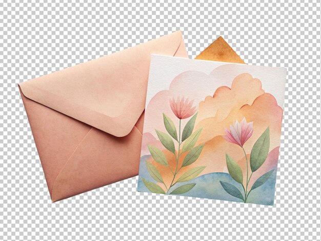 PSD envelope vintage com pintura de flores