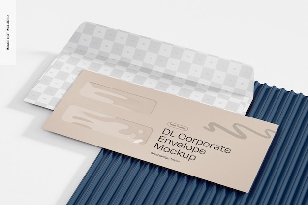 Envelopes corporativos DL com perspectiva de maquete do Windows