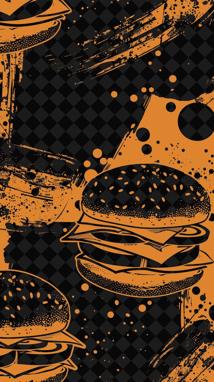 PSD enveloppe alimentaire avec des surfaces ridées et silhouette de hamburger des dessins de fond à texture créative