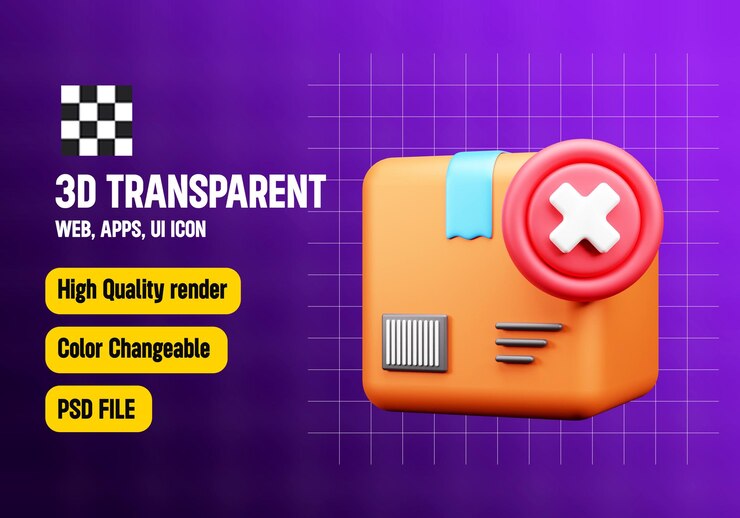 PSD envío cancelar icono 3d o compras en línea amp icon 3d de venta al por menor