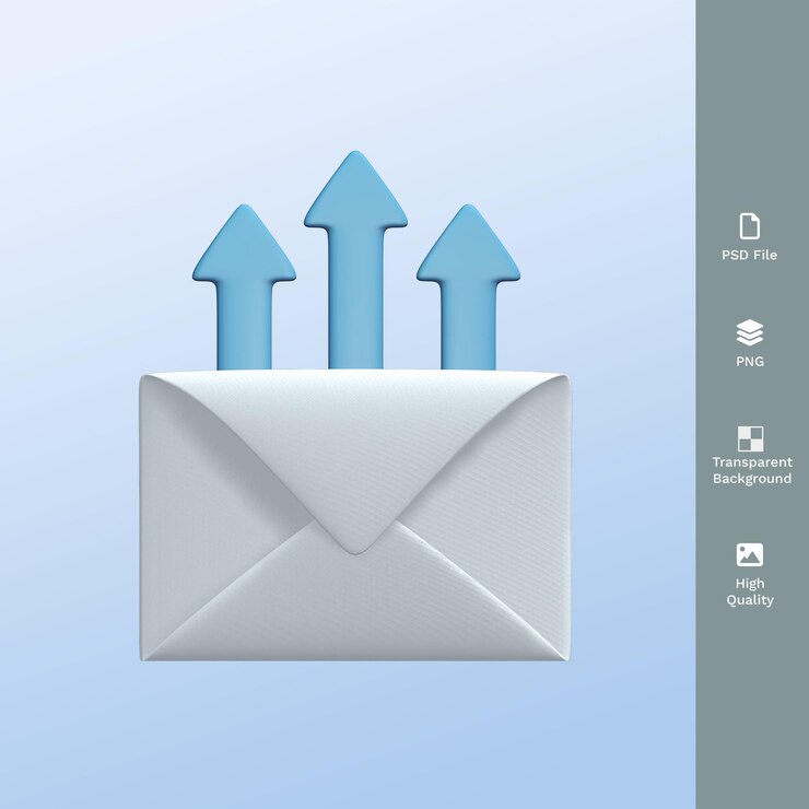 PSD envío de correo electrónico ilustración 3d