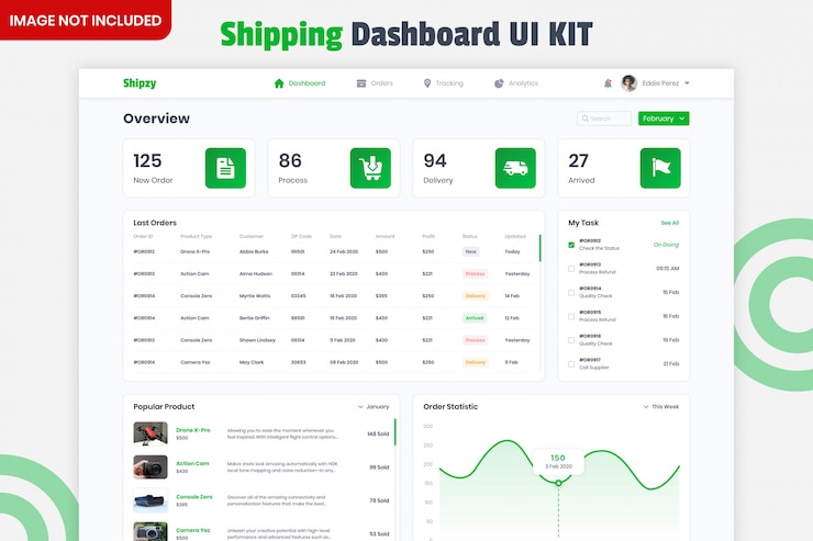 PSD envío entrega tablero ui kit