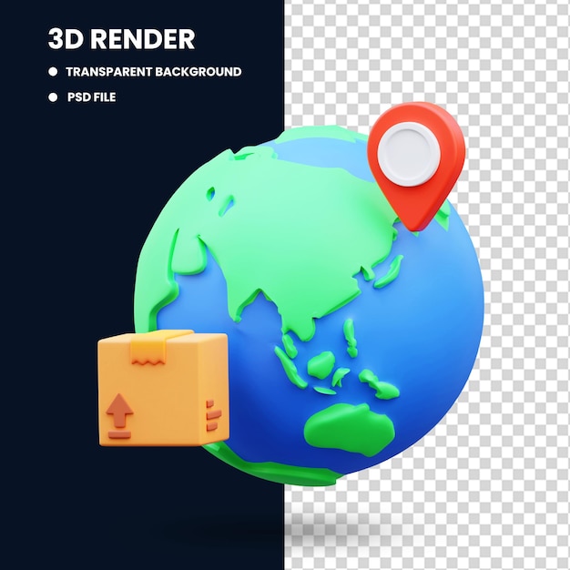 Envío internacional, ilustración de renderizado 3d