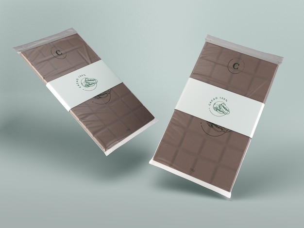 PSD envoltura de plástico y papel para chocolate.