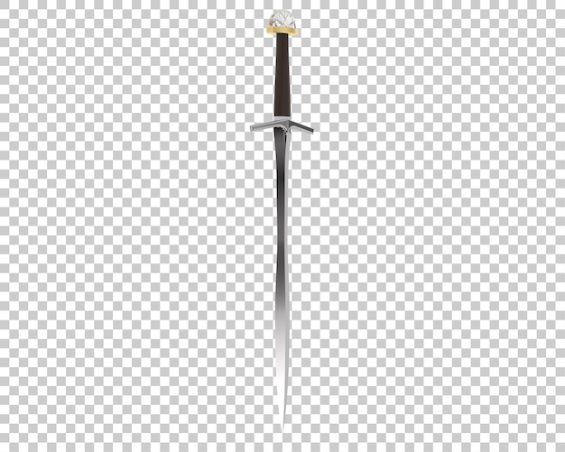 Épée longue sur fond transparent illustration de rendu 3d