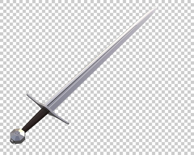 PSD Épée longue sur fond transparent illustration de rendu 3d
