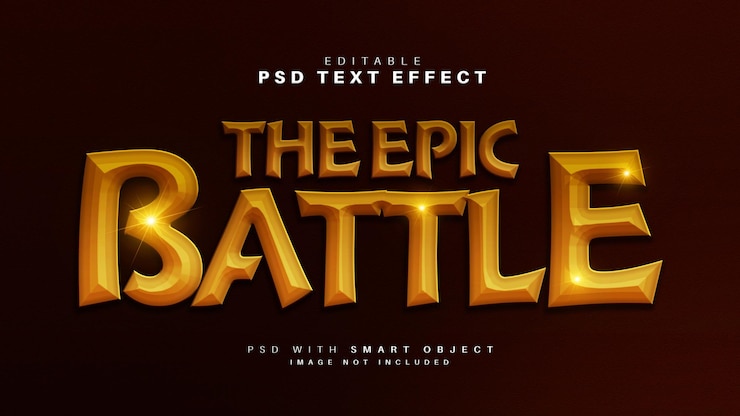 PSD epic battle 3d bold text effect