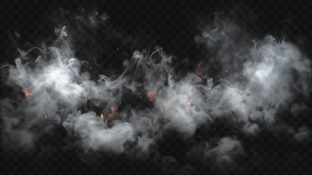 Epic Smoke and Fire Spark Overlay isoliert auf durchsichtigem Hintergrund für explosive visuelle Wirkung