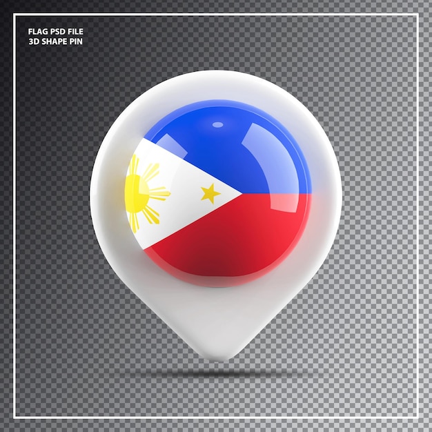 PSD Épingle drapeau rond de l'élément philippines