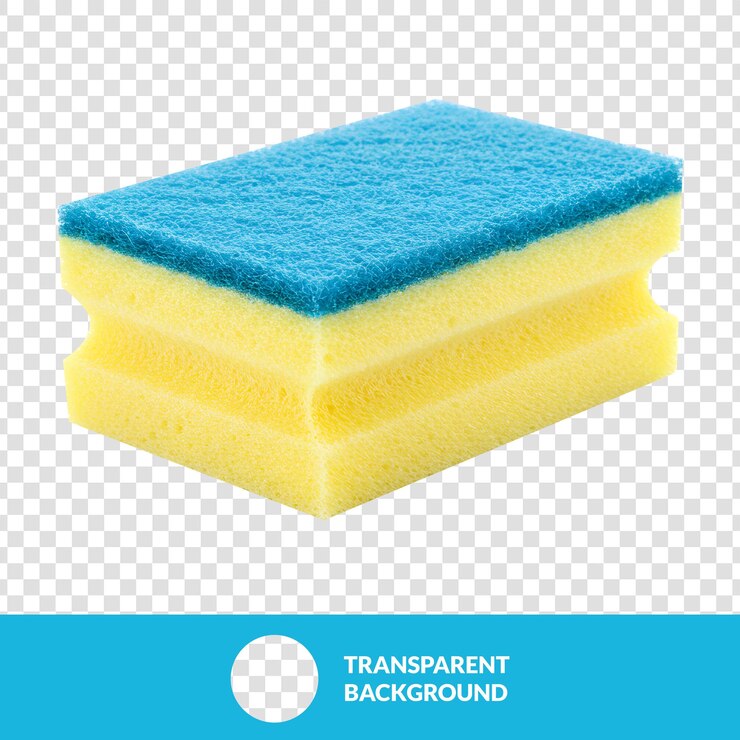 PSD une éponge jaune et bleue parfaite pour nettoyer la vaisselle et les surfaces.