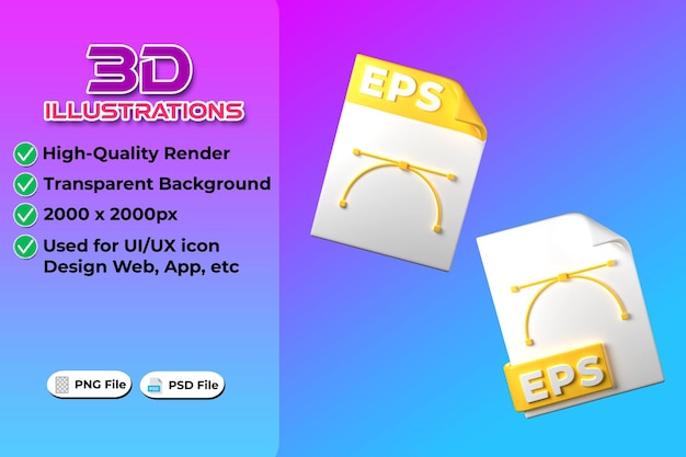 eps file type 3d rendering on transparent background ui ux icon design web and app trend
