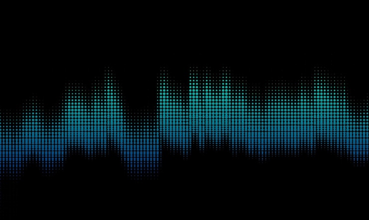 PSD equalizador de ondas de sonido espectro brillante conceptos musicales luz neón tecnología digital