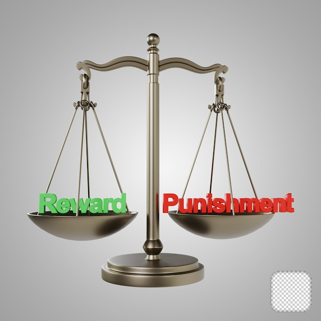 PSD Équilibre des récompenses et des punitions sur l'échelle illustration 3d