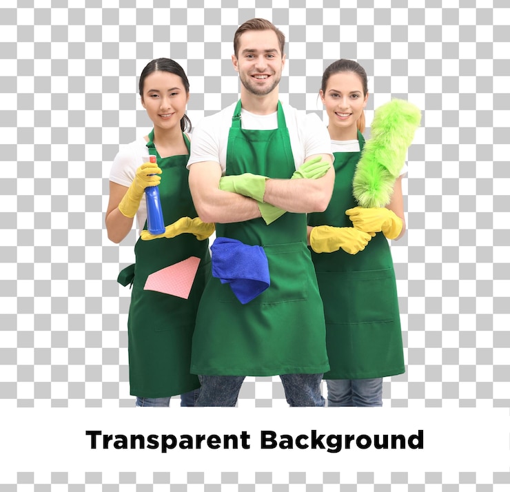 PSD equipa de serviço de limpeza limpador de fundo transparente