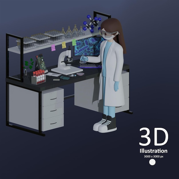 Equipamento de laboratório científico isométrico PSD com o microscópio